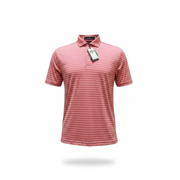 Ralph Lauren RLX Mens Coral Stripe Golf Polo Shirt Size‎ Medium NWT!
